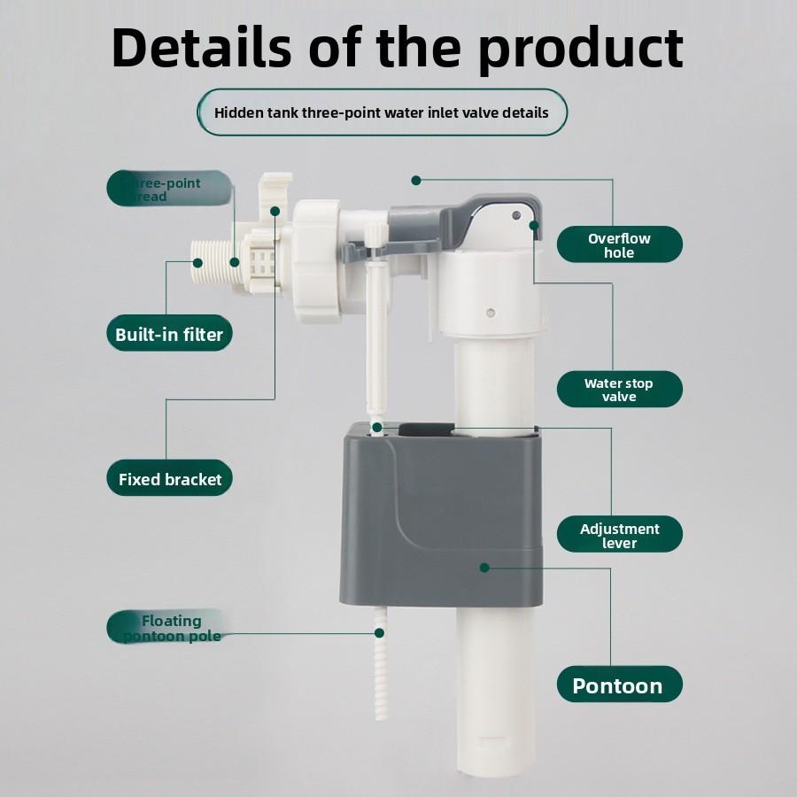 Modern Minimalist Concealed Water Tank Inlet Valve With Installation Fittings For Wallhung Toilets