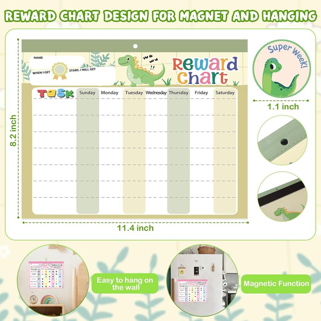 Magnetic Reward Chart for Kids at Home, Behavior Chart Pad with 26 Chore Charts, 1680 Star Stickers, 84 Motivational Stickers to Develop