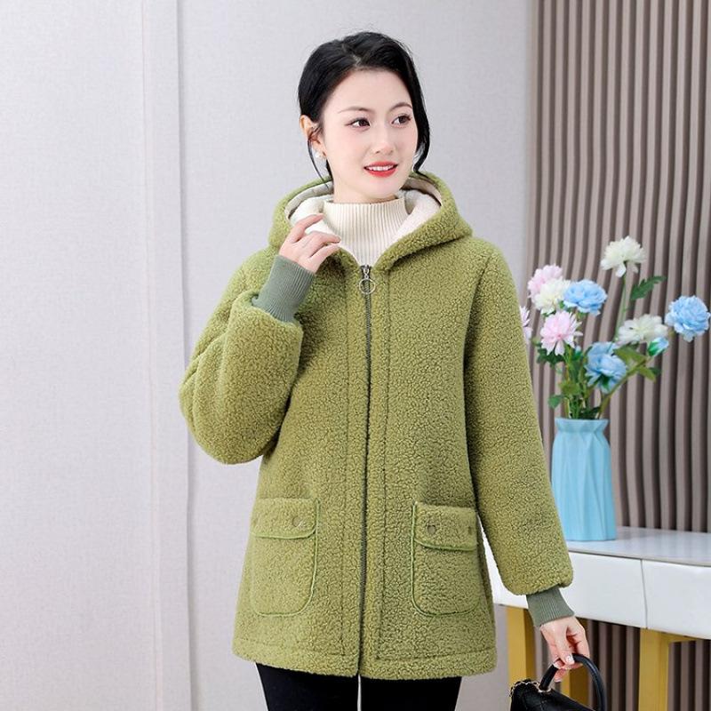 Herbst- und Winterjacken, Damen Plus Samtverdickte Granularfleece-Wattierte Jacke, Damen Wattierte Jacke, Übergröße Wattierte Jacke