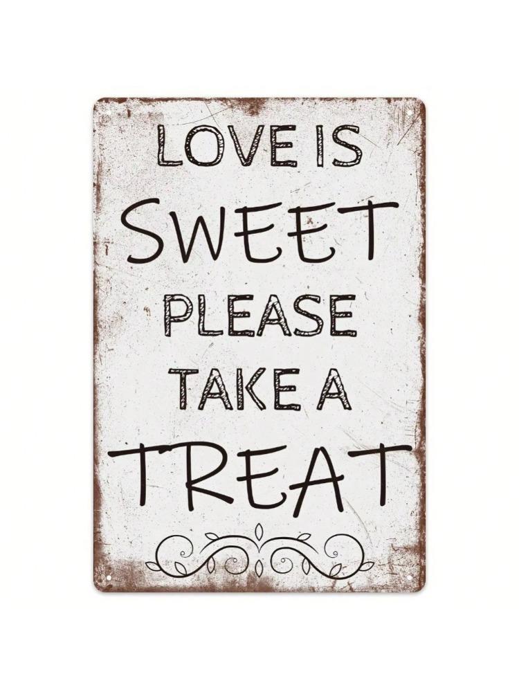 

WeddingCharm Sweet Love Treat Sign Vintage Retro Wedding Decor 7.87x11.81 Inch Party Table Art Bridal Shower Home Decor 20x30cm（7.8x11.8inch）