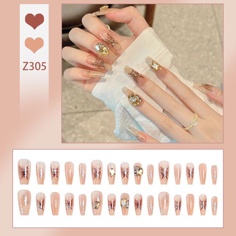 

Осенне-зимние карамельно-коричневые наклейки для ногтей с бабочками Tool Kit Model