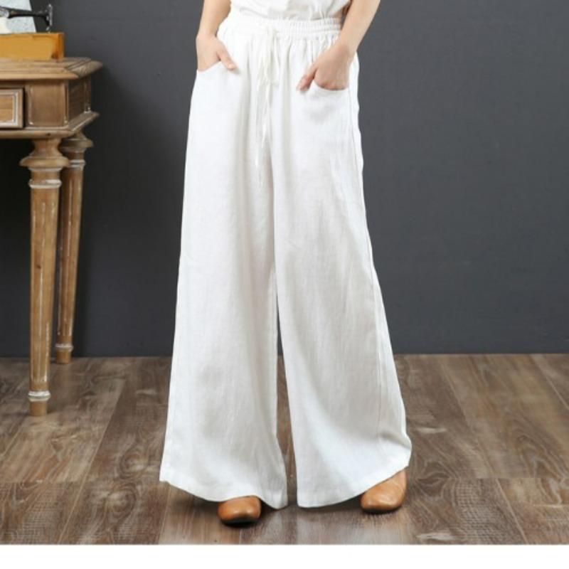 Vintage Dámské Elastický Pas Podnikání Ležérní Široké kalhoty Culottes Flare Dlouhé kalhoty