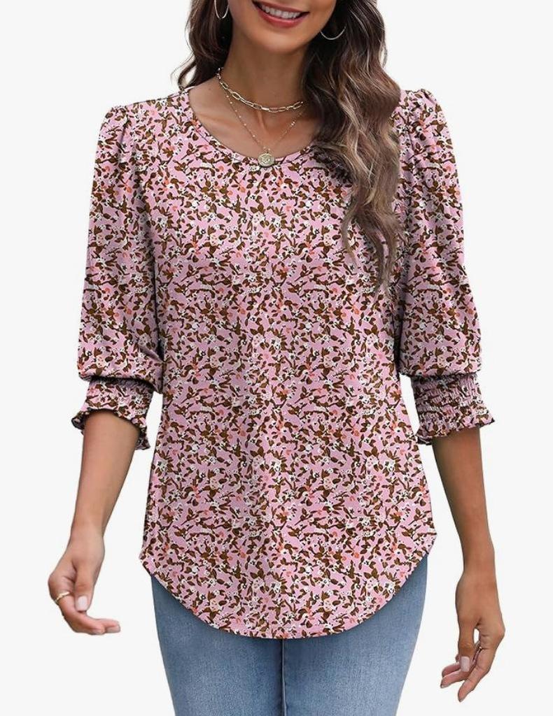 2025 Trendy Loose-Fit Women's Printed Five-Sleeve Round Neck T-shirt