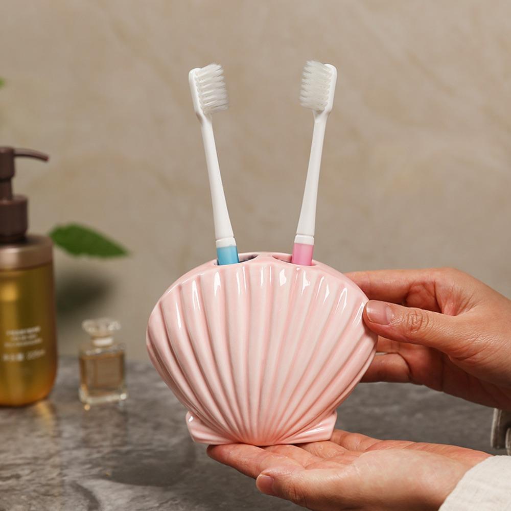 Ceramic Shell Shape Toothbrush Holder Cartoon Bathroom Storage Rack  Children's Room