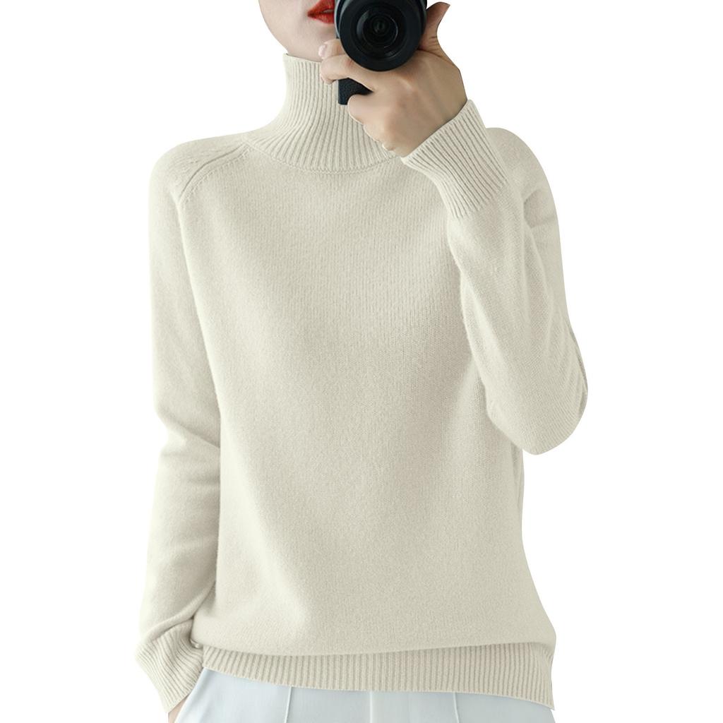 2025 Autumn Winter Women Pullover Long Sleeved Knitted Sweater Standing Collar Autumn Winter Top Sweater Women Sweaters