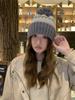 Hairball Loose Knitted Hat Women's Autumn and Winter Ear Protection Warm Cold Hat Cute Thick Wool Hat Winter Big Head Circumference