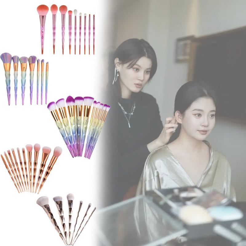 10 Girl Piece Makeup Brush Set Gradient Finish Durable Plastic Supplies Handles