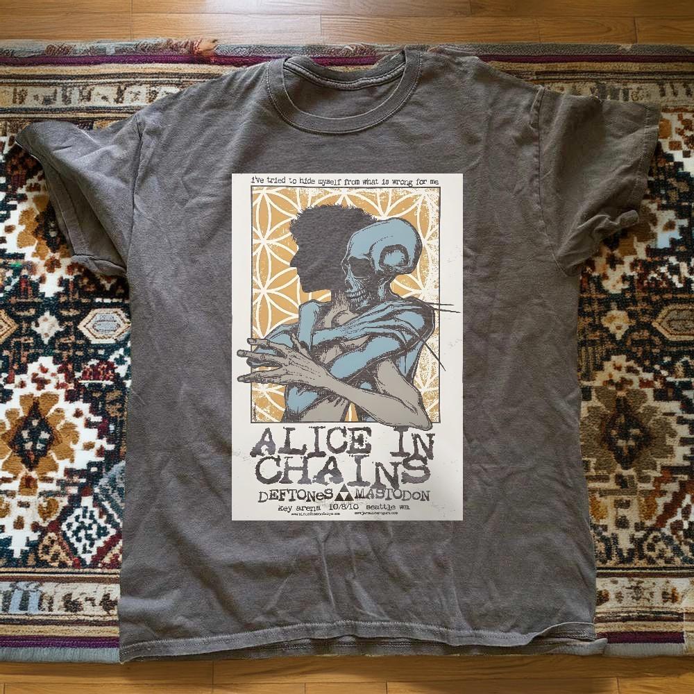 

NEW Alice In Chains Deftones Concert Poster Basic Unisex Charcoal TShirt Unisex T-Shirt XL