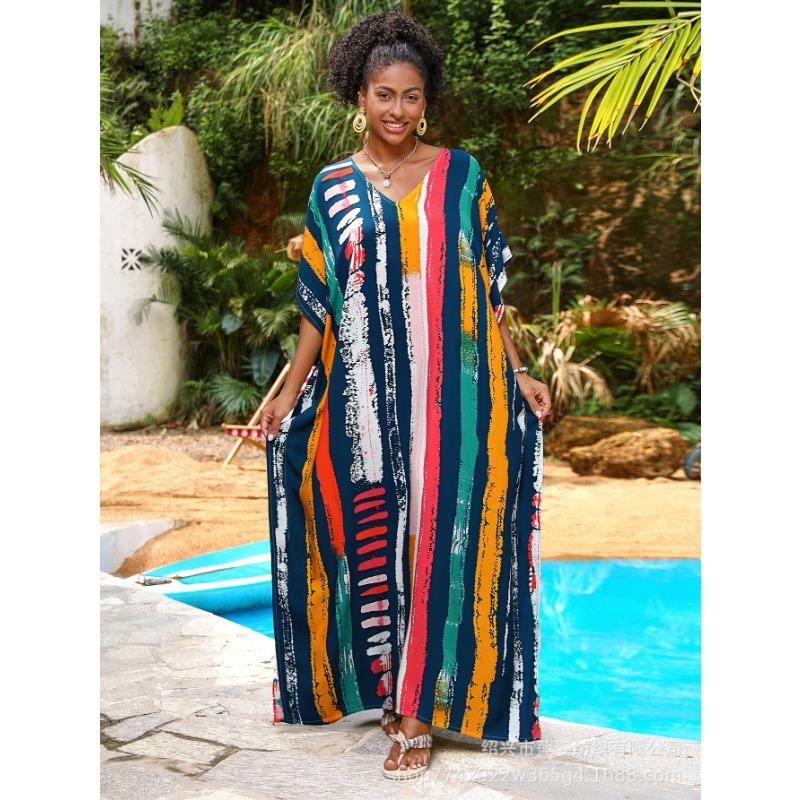 

Плюс Размер Пляжный Принт Свободный Халат Для Отдыха Бикини Загар Накидка Для Женщин One Size