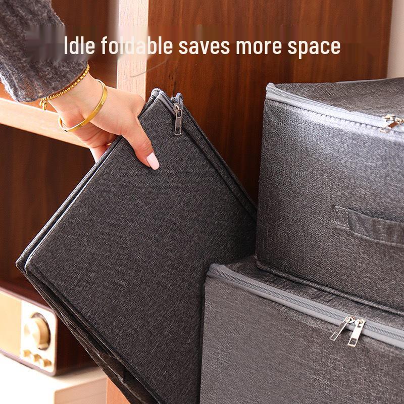 Household Flip-Top Cationic Storage Box with Lock, Large Capacity Wardrobe and Bedroom Clothes Organizer
