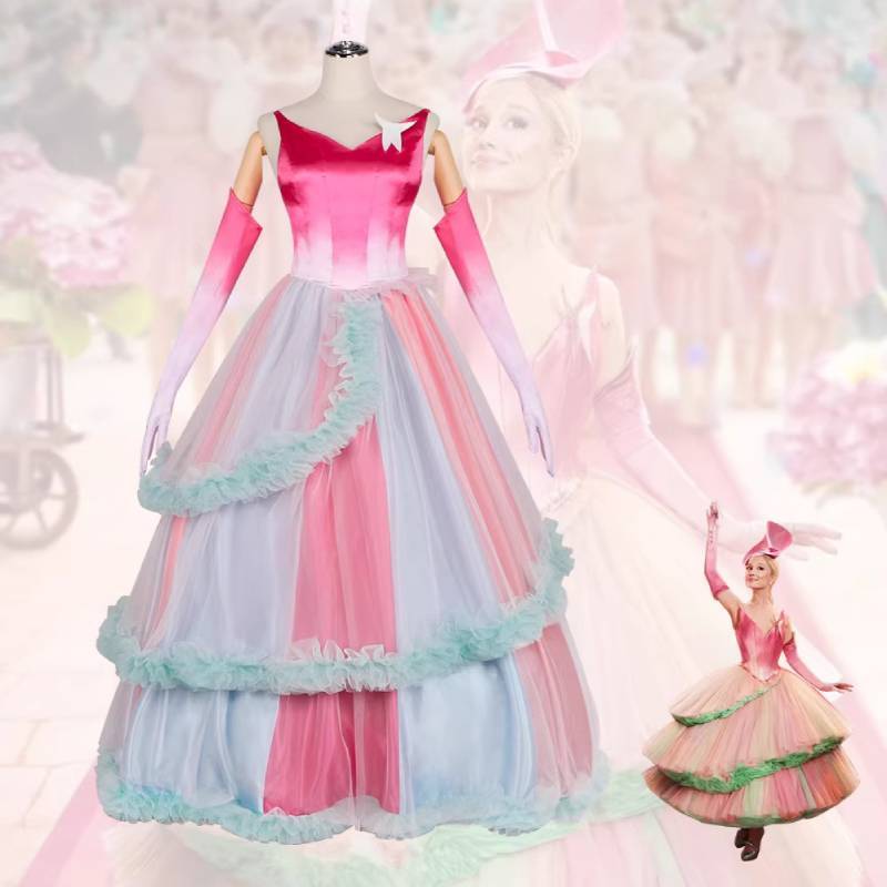 Wicked Glinda Cosplay Dress For Halloween Anime Role Play