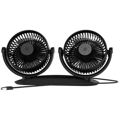 Portable Car Fan Double Head USB Desk Fan Strong Wind 360-Degree Rotation Cooling Air Circulator Dashboard Accessories For SUVs