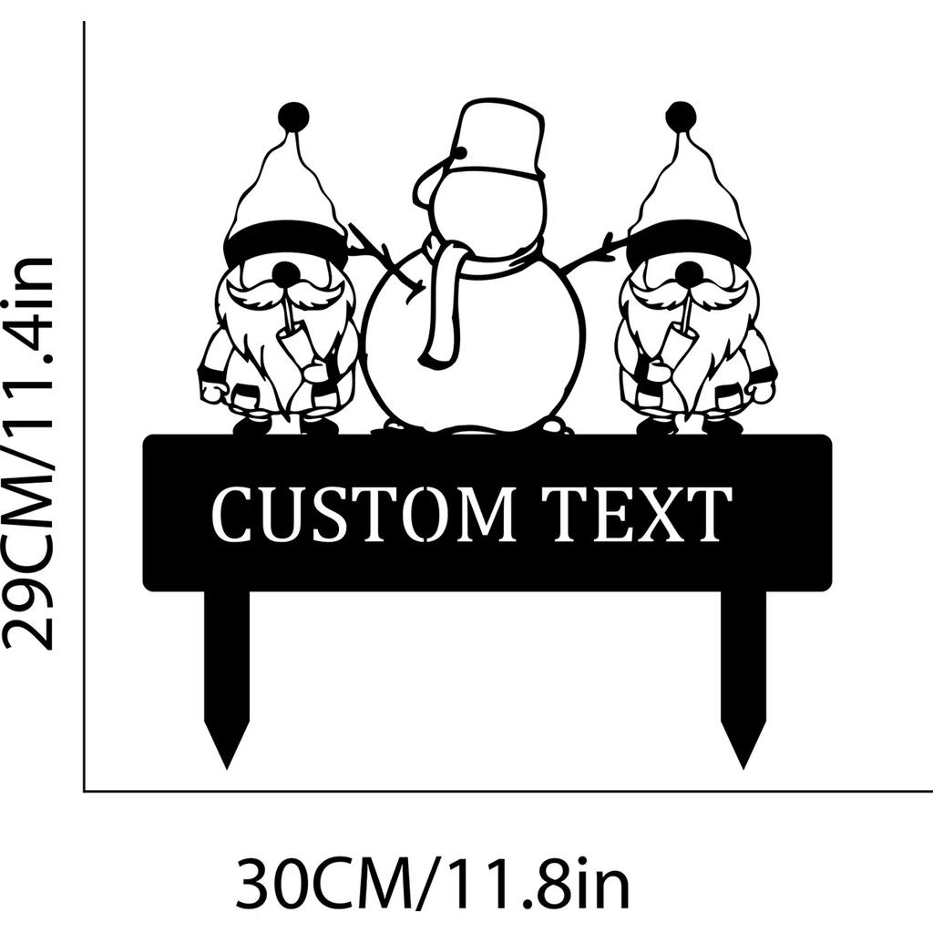 Personalized Santa Claus Metal Yard Sign, Garden Stake Outdoor Decor for Courtyard