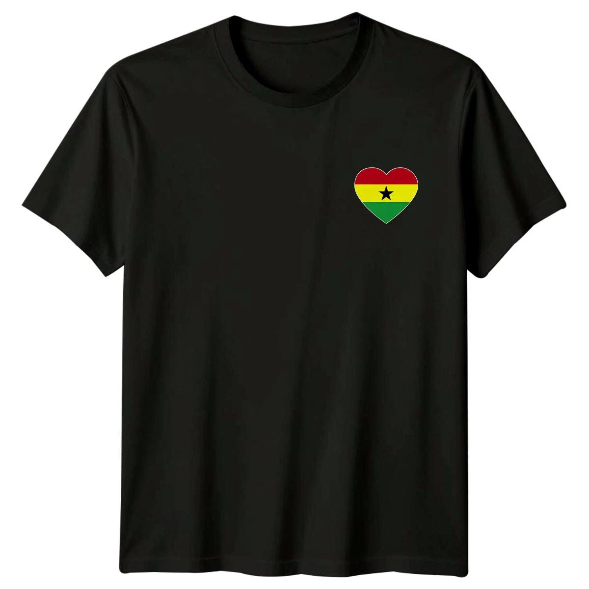 Ghana Flag Heart Country Pride Mens T-Shirt Womens Graphic Tee Top M