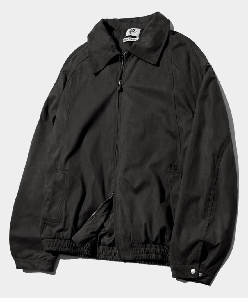 Placestudioman Pull-Up Suede Minimal Western Cut Collar Zip-Up Jacket [Brown]
