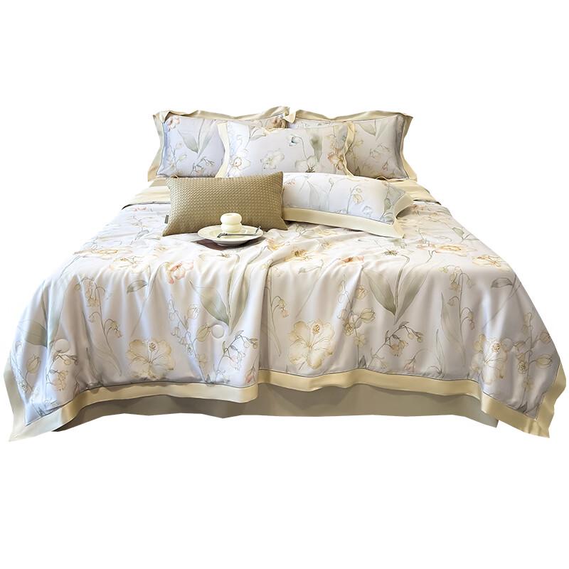 

LENGARY Tencel Lyocell Printed 4-Piece Summer Quilt Set