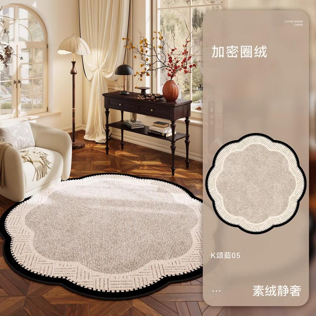 Retro Style Bedroom Decor Carpet Light Luxury Carpets for Living Room French Irregular Shape Lounge Rug Home Thickened Floor Mat