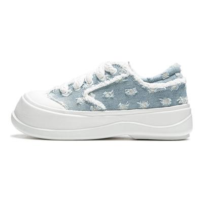 Li Ning Honey Plataforma Confortável Versátil Sola Grossa Aumenta a Altura Antiderrapante Resistente ao Desgaste Cano Baixo Casual Tênis Feminino Azul AGCU186-6