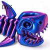 Creative Gift for Boys Girls 3D Printed Articulated Skeleton Shark Figurine, Pearlescent Flexible Joint Desktop Ornament Kids Bone Toy, Fidget