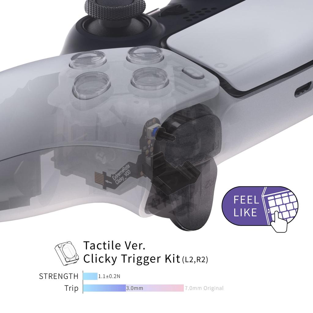 eXtremeRate Tactile Version Click Hair Trigger Kit for PS5 Controller Shoulder Button Custom Tactile Bumper Trigger Button for PS5 Controller Mouse