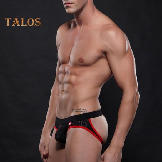 Men Briefs Low-rise U-Convex Patchwork Color Thong Breathable Mesh Hip Lifting Fine Stitching Underwear