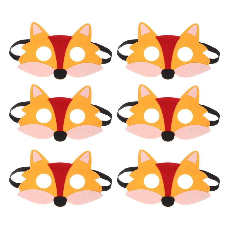 6pcs Non-woven felt mask Cosplay Fox Masks Japanese Mask Half Face Hand-painted Cat Fox Mask Masquerade Festival Cosplay Props