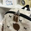 Cute Bow Print Corduroy Backpack for Women Casual Daypack Travel School Bag with Multi Pockets