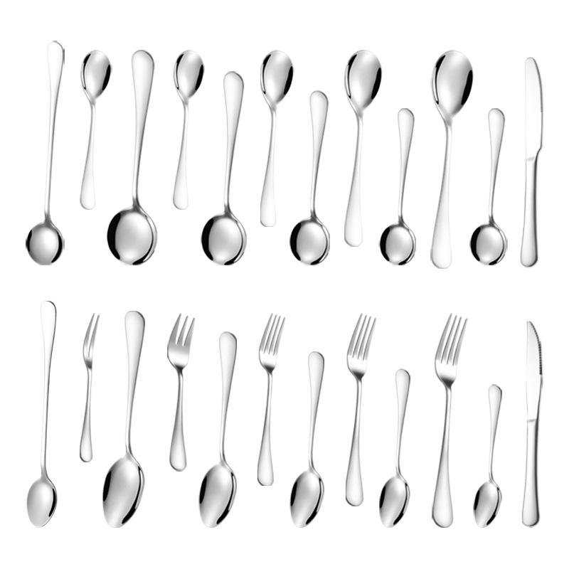 1010 Stainless Steel Cutlery Set: Long-Handle Fork, Soup & Dessert Spoon