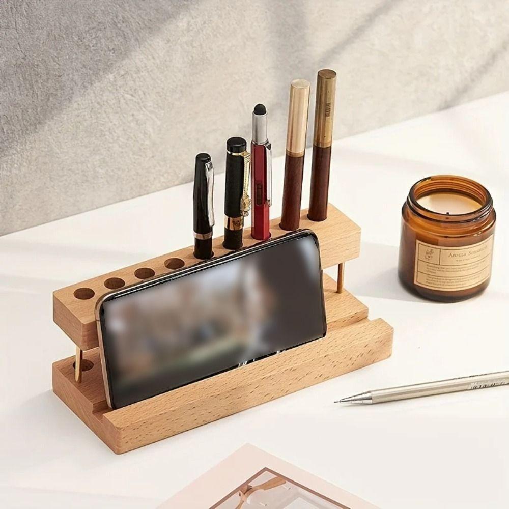 9/15 Slots Walnut Pens Holder Creative Brush Display Case Makeup Brush Holder  Office/School