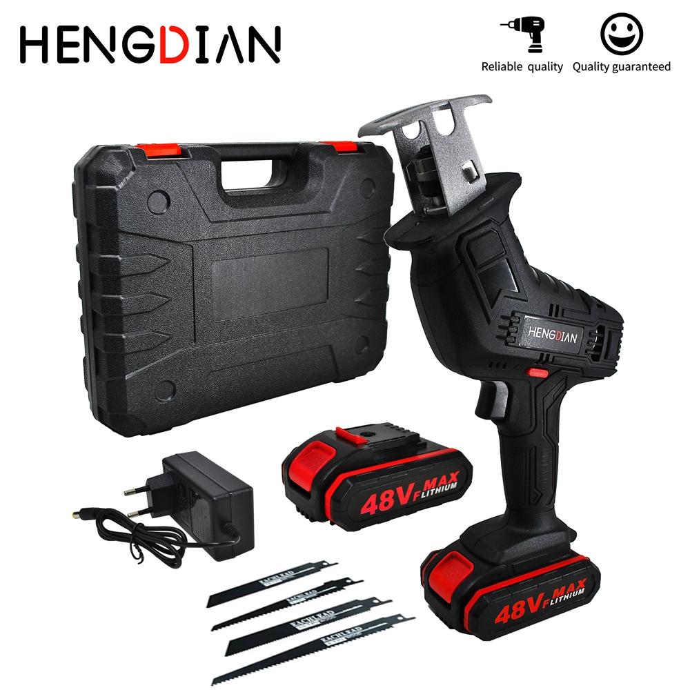 

HENGDIAN Поршневая пила Электрическая саблевидная пила + 4 Пильные полотна Для резки металла Дереворезы с 1/2 батарей