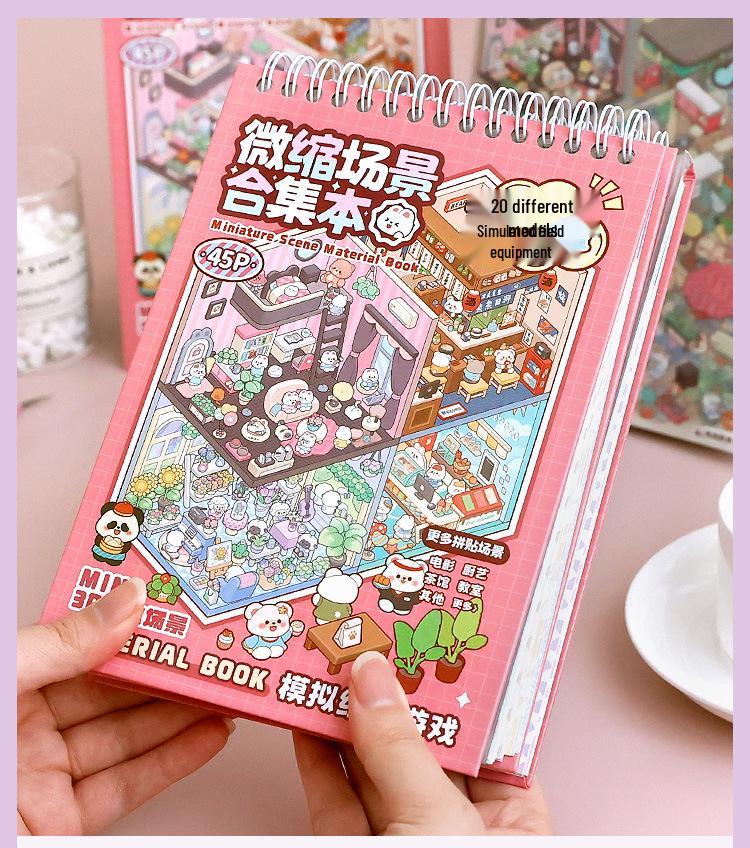 Tirado 3D Stereo DIY Miniature Scene Sticker Book: Student Planner Decoration Material