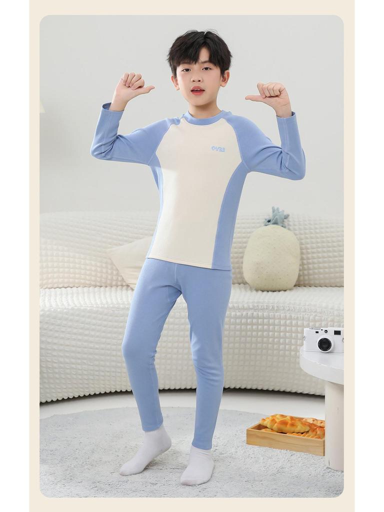Children's Cattail Floss Pajama Set - Boys & Girls Long Johns for Autumn & Winter