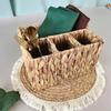 Water Hyacinth Handwoven Cutlery Organizer Rectangular Dinnerware Storage Basket  Bedroom