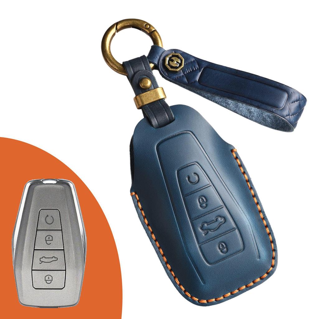 Retro Hand-Stitched Leather Key Cover for Geely Dihao Binrui
