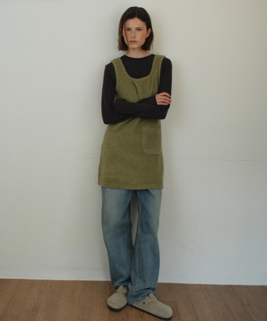 Anout Fur Vintage Dress Olive