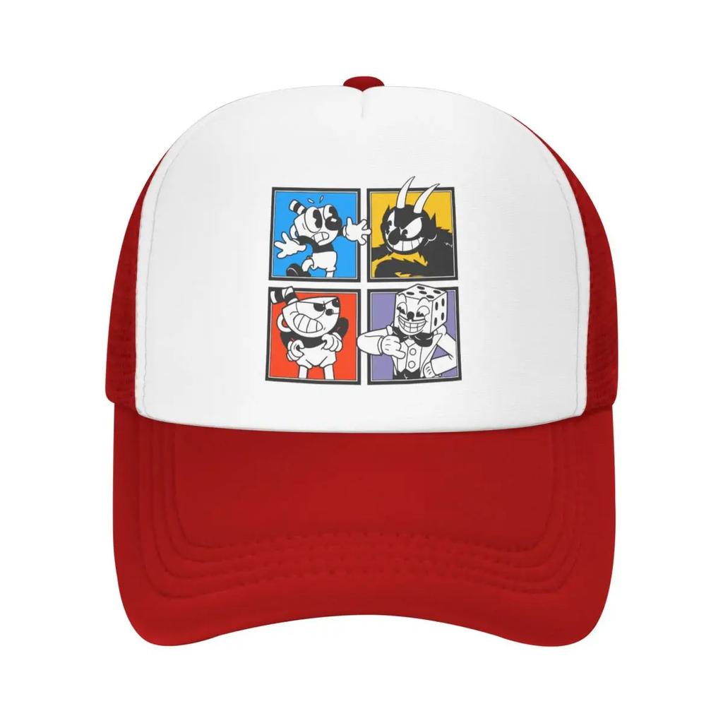 Personalized Cuphead Characters Trucker Hat Unisex Women Adjustable Adult Cartoon Game Baseball Cap Hip Hop Dad Hat