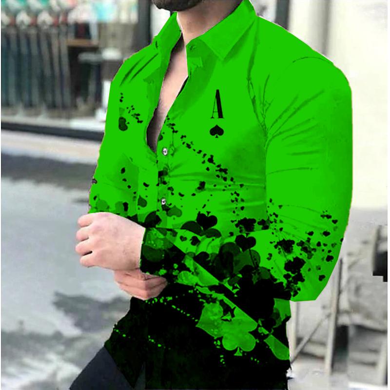 Men's Shirts Poker Black Pink White a Series of Men's New Casual Outdoor Party New 2024 Men's New Tops