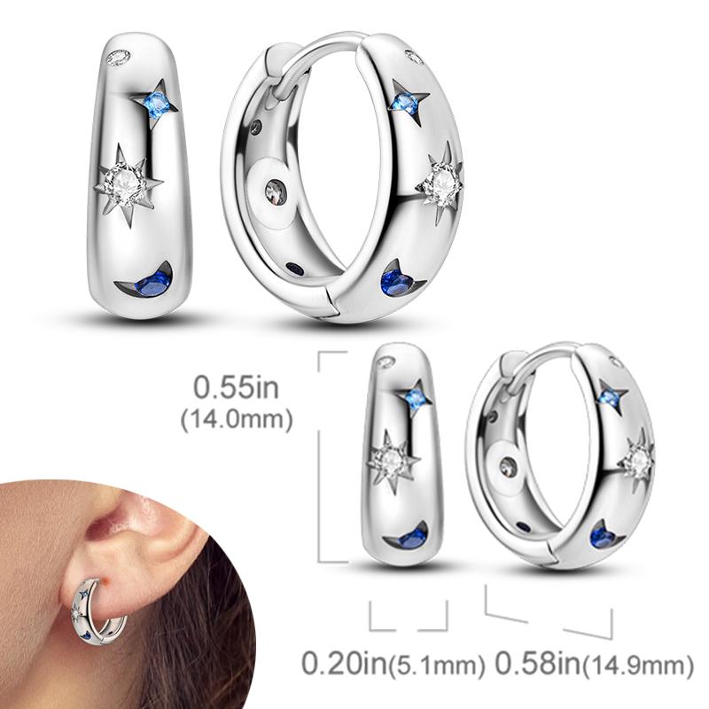 Original 925 Silver Hoops Earrings Zircon Pave Colourful Hoop Earrings For Women Fashion Jewelry Gift