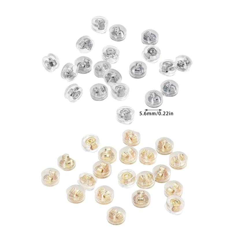 20PCS Slip Resistant Earring Backs Silver Secure Fit Loss Proof Backings Earring Fasteners Suitable for Studs Earrings