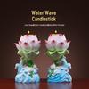Lotus Ceramic Butter Lamp Holder for Buddhist Offerings - Candlestick & Candle Holder Ornament