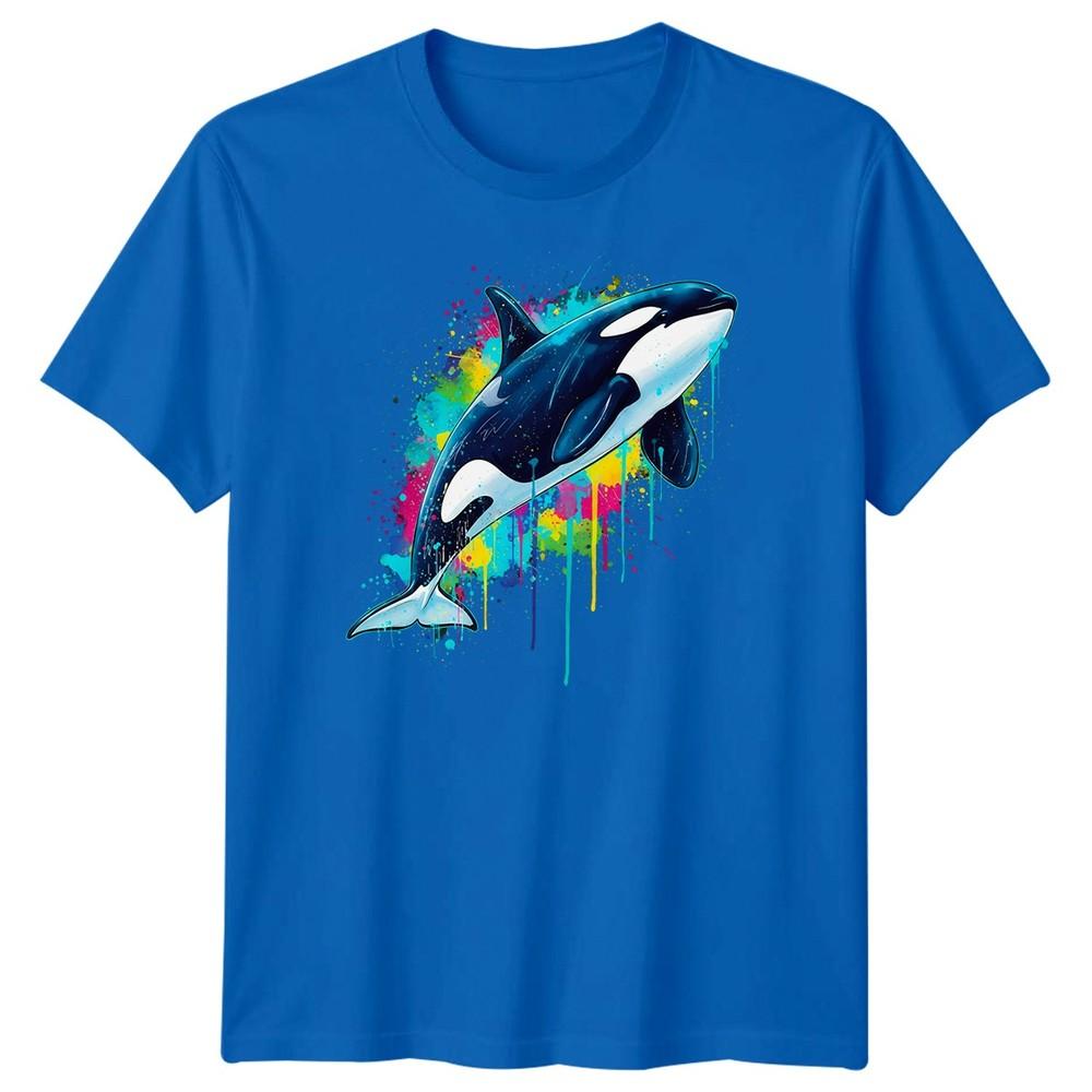 Orca Marine Animal Unisexs Tshirt Vibrant Splash Art