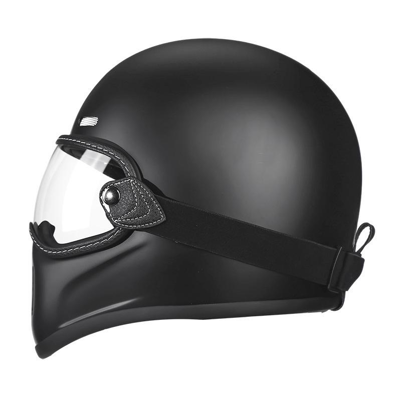 Retro Fiberglass Full-Face Motorcycle Helmet for Men & Women - Small Shell Pig Nose Design, Ideal for Harley Cruisers & American Bikes.