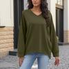 Women S Casual Solid V Neck Long Sleeve Pullover Sweatshirt