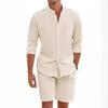 Men's Ruffled Short Sleeve Shirt Shorts Outfit