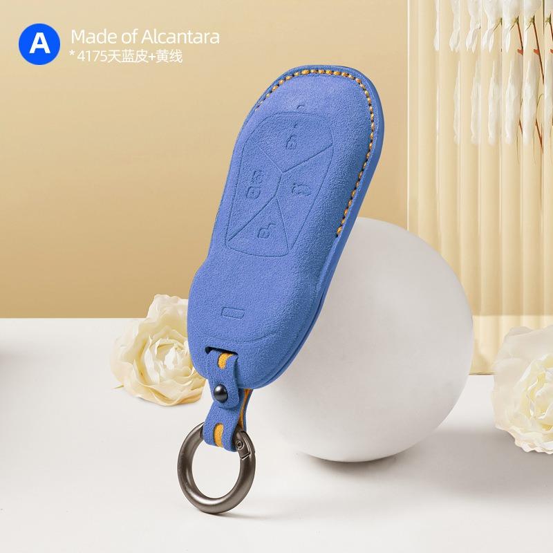 Premium Suede Leather Key Cover Case for Xpeng G9 / P7 / G6 / P5 / MONA M03 (2024) - Protective Key Fob Shell Keychain