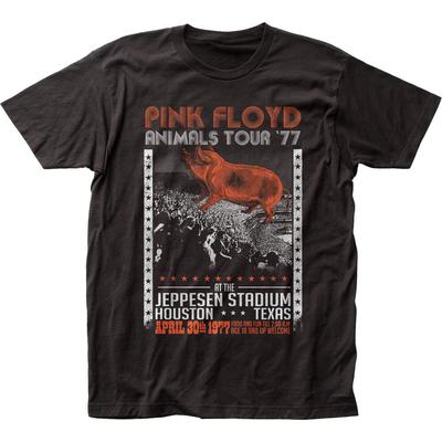 100% Cotton TOPS UNISEX TEES Pink Floyd Animals Tour 77 T Shirt Mens Rock and Roll Classic Band Tee New Black