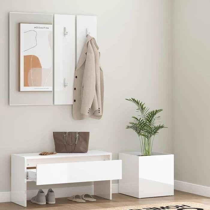 Maison Exclusive - Ensemble de meubles de couloir Blanc brillant Bois d'ingénierie
