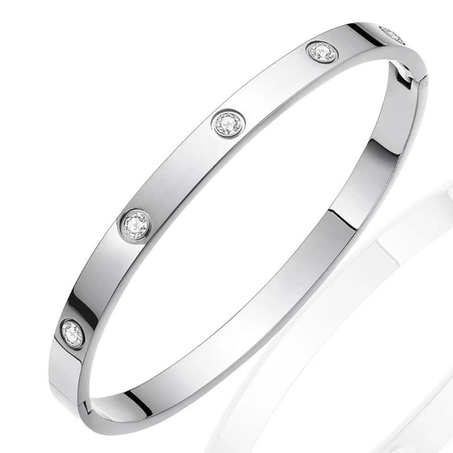 2024 Hot Trend Silver & Diamond Titanium Steel Bangle for Women