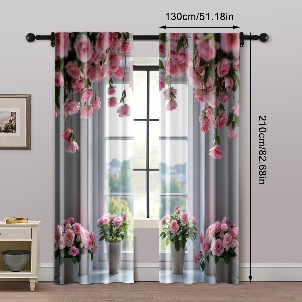 2pcs, Curtain Fabric Window View Polyester (without Rod) Decorations For Home for Living Room, Bedroom, and Home Decor