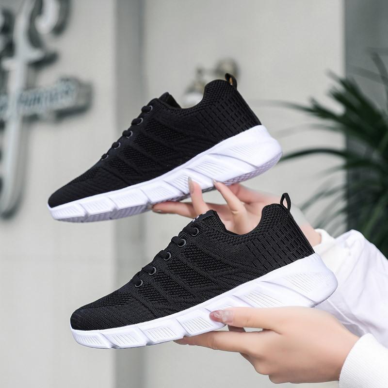 New Large-size Daily Casual Fly-woven Mesh Flat-soled Sneakers In Autumn